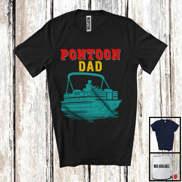 MacnyStore - Pontoon Dad, Humorous Vintage Father's Day Pontoon Lover, Matching Dad Family T-Shirt