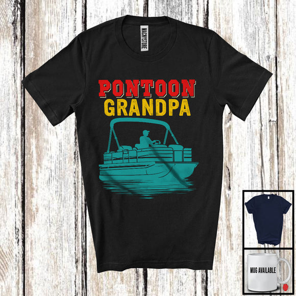 MacnyStore - Pontoon Grandpa, Humorous Vintage Father's Day Pontoon Lover, Matching Grandpa Family T-Shirt