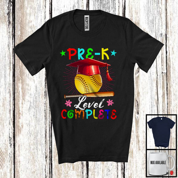 MacnyStore - Pre-K Level Complete, Joyful Last Day Of School Softball Player Playing, Girls Students Group T-Shirt