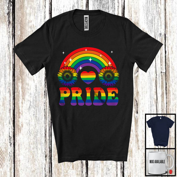 MacnyStore - Pride, Awesome LGBTQ Pride LGBT Rainbow Sunflowers Heart, Gay Lesbian Family Lover T-Shirt