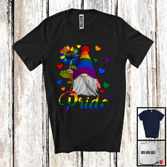 MacnyStore - Pride, Colorful LGBTQ Pride Gnome Hold Sunflower Rainbow, Gay Flag Lover LGBT Group T-Shirt