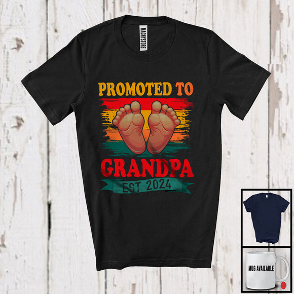 MacnyStore - Promoted To Grandpa EST 2024, Amazing Father's Day Pregnancy Announcement, Vintage Family T-Shirt