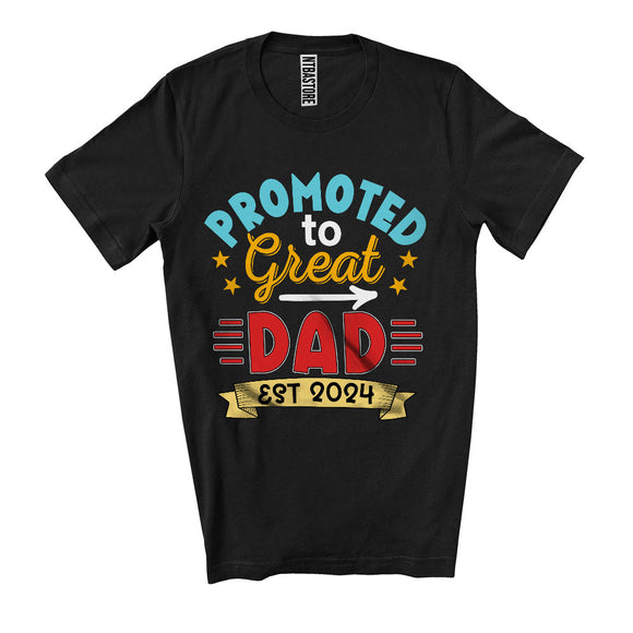 MacnyStore - Promoted To Great Dad Est 2024, Amazing Father's Day Pregnancy, Matching Family Group T-Shirt