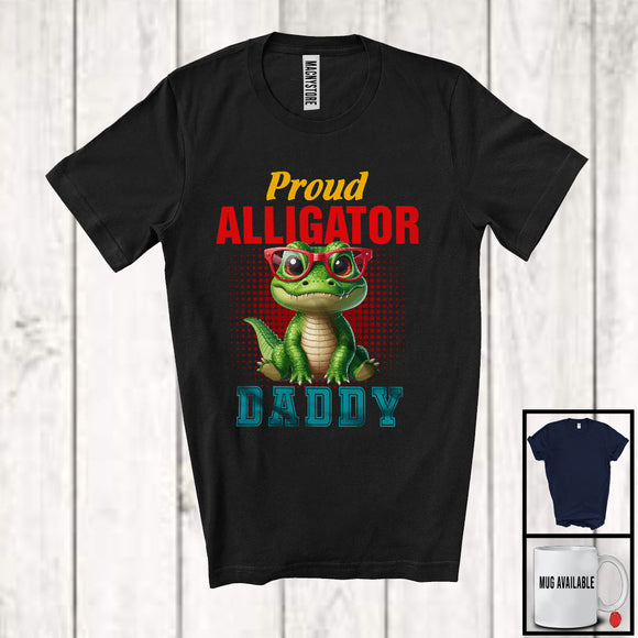 MacnyStore - Proud Alligator Daddy, Amazing Father's Day Wild Animal Glasses, Vintage Matching Family Group T-Shirt
