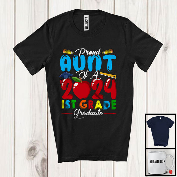 MacnyStore - Proud Aunt Of A 2024 1st Grade Graduate, Wonderful Mother's Day Graduation, Proud Family T-Shirt
