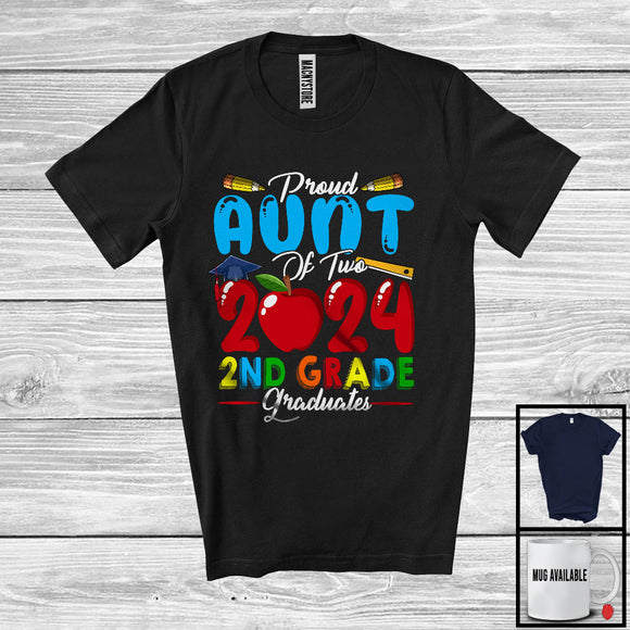 MacnyStore - Proud Aunt Of Two 2024 2nd Grade Graduates, Lovely Mother's Day Graduation Proud, Family T-Shirt