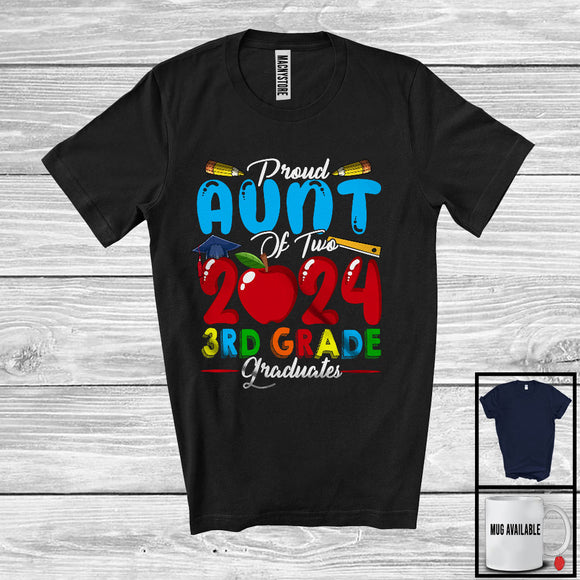 MacnyStore - Proud Aunt Of Two 2024 3rd Grade Graduates, Lovely Mother's Day Graduation Proud, Family T-Shirt
