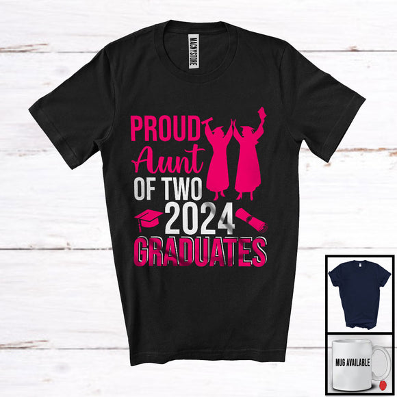 MacnyStore - Proud Aunt Of Two 2024 Graduates, Proud Mother's Day Twins, Proud Graduate Graduation T-Shirt