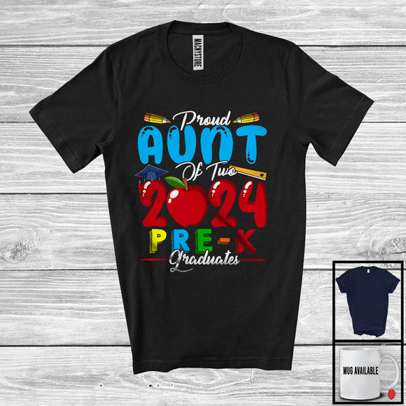 MacnyStore - Proud Aunt Of Two 2024 Pre-K Graduates, Lovely Mother's Day Graduation Proud, Family T-Shirt