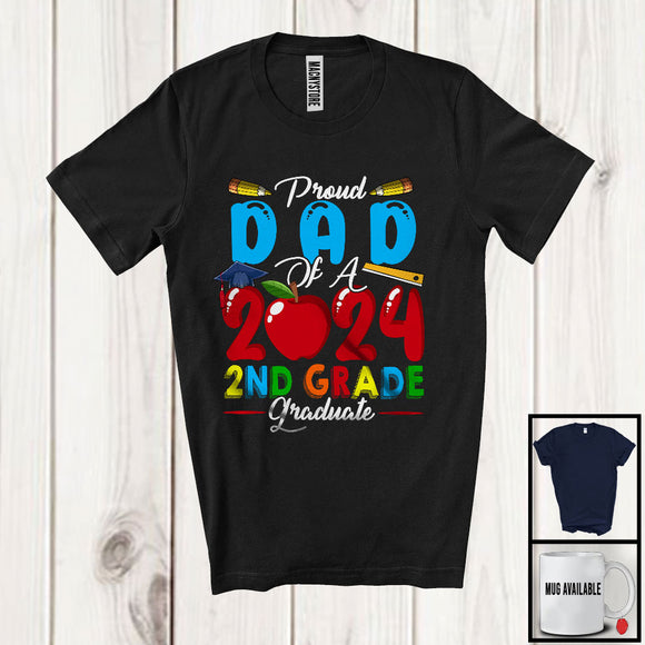 MacnyStore - Proud Dad Of A 2024 2nd Grade Graduate, Wonderful Father's Day Graduation, Proud Family T-Shirt