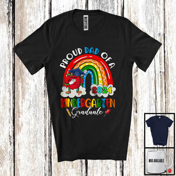 MacnyStore - Proud Dad Of A 2024 Kindergarten Graduate, Colorful Father's Day Rainbow, Graduation Family T-Shirt