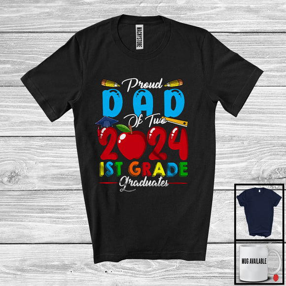 MacnyStore - Proud Dad Of Two 2024 1st Grade Graduates, Lovely Father's Day Graduation Proud, Family T-Shirt