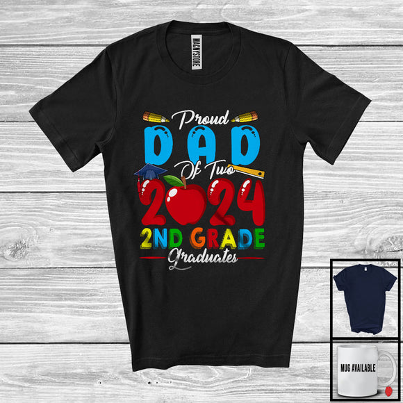 MacnyStore - Proud Dad Of Two 2024 2nd Grade Graduates, Lovely Father's Day Graduation Proud, Family T-Shirt