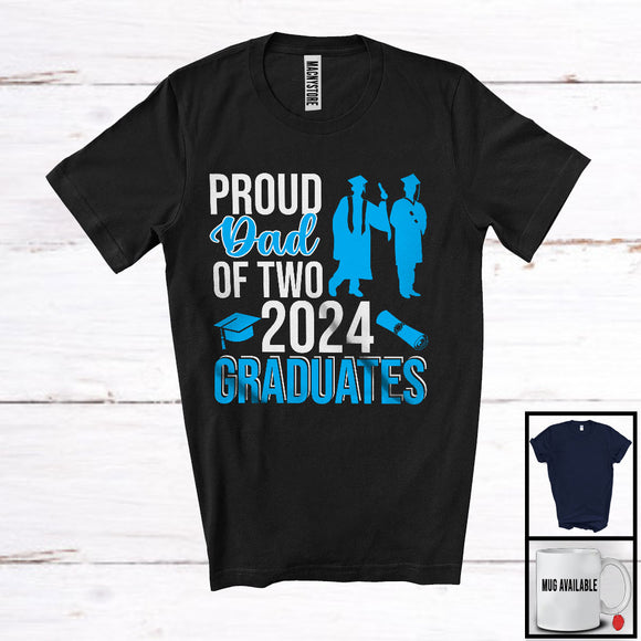 MacnyStore - Proud Dad Of Two 2024 Graduates, Proud Father's Day Twins, Proud Graduate Graduation T-Shirt