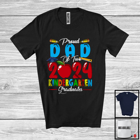 MacnyStore - Proud Dad Of Two 2024 Kindergarten Graduates, Lovely Father's Day Graduation Proud, Family T-Shirt