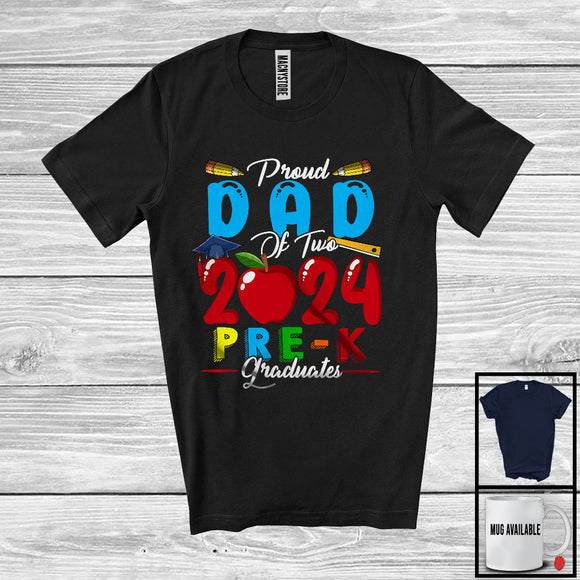 MacnyStore - Proud Dad Of Two 2024 Pre-K Graduates, Lovely Father's Day Graduation Proud, Family T-Shirt