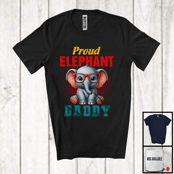 MacnyStore - Proud Elephant Daddy, Amazing Father's Day Wild Animal Glasses, Vintage Matching Family Group T-Shirt