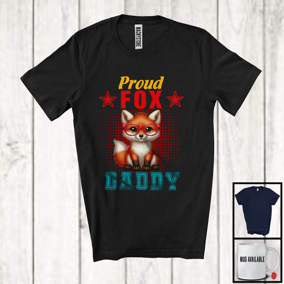 MacnyStore - Proud Fox Daddy, Amazing Father's Day Wild Animal Glasses, Vintage Matching Family Group T-Shirt