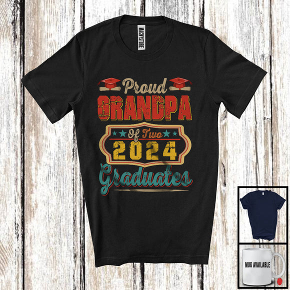 MacnyStore - Proud Grandpa Of Two 2024 Graduates, Amazing Father's Day Family Group, Graduation Proud T-Shirt