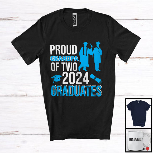 MacnyStore - Proud Grandpa Of Two 2024 Graduates, Proud Father's Day Twins, Proud Graduate Graduation T-Shirt