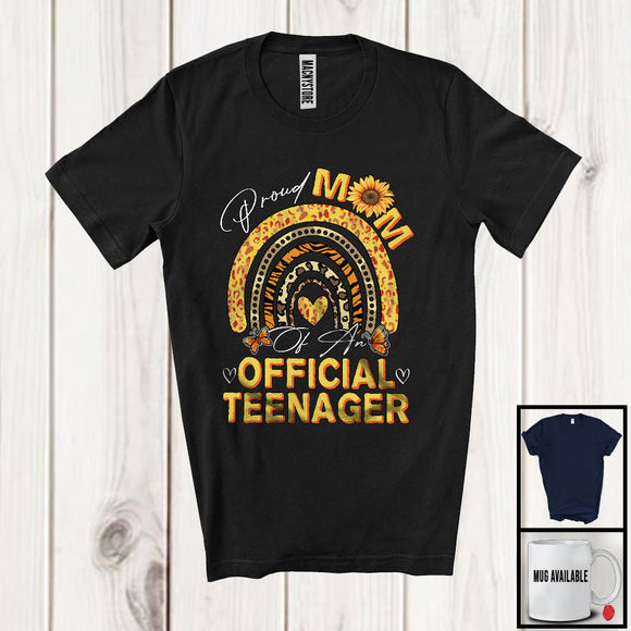 MacnyStore - Proud Mom Of An Official Teenager, Adorable Mother's Day 13th Birthday Sunflowers Rainbow T-Shirt