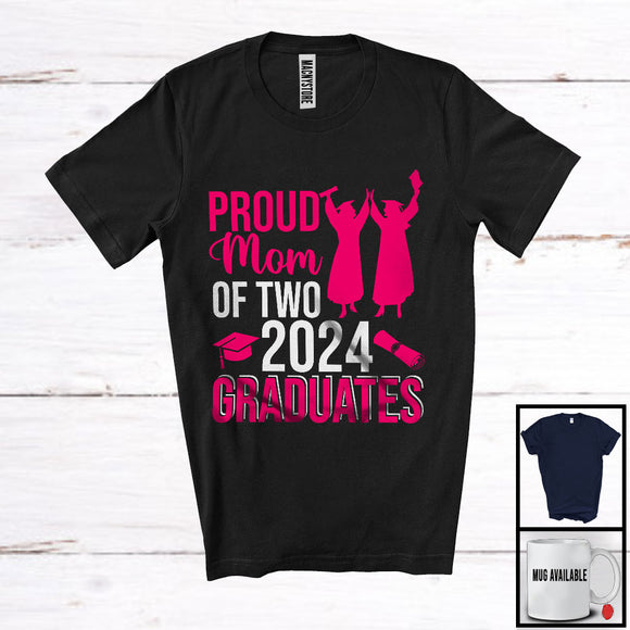 MacnyStore - Proud Mom Of Two 2024 Graduates, Proud Mother's Day Twins, Proud Graduate Graduation T-Shirt