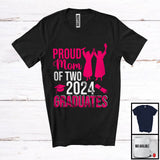 MacnyStore - Proud Mom Of Two 2024 Graduates, Proud Mother's Day Twins, Proud Graduate Graduation T-Shirt