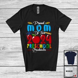 MacnyStore - Proud Mom Of Two 2024 Preschool Graduates, Lovely Mother's Day Graduation Proud, Family T-Shirt