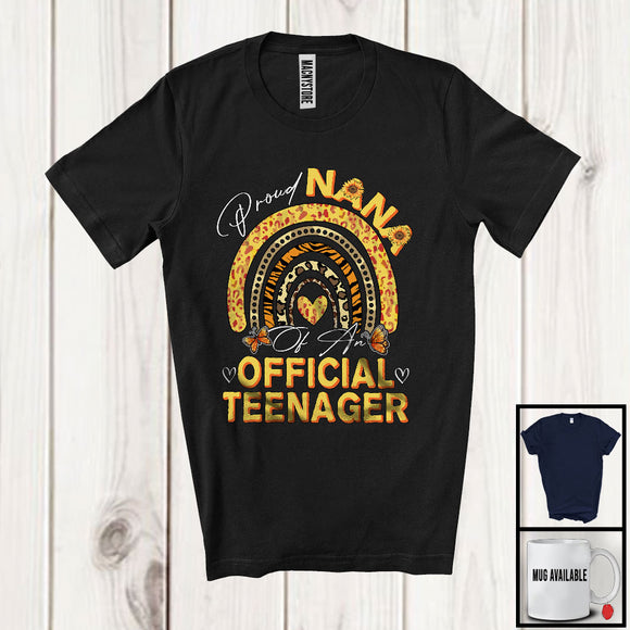 MacnyStore - Proud Nana Of An Official Teenager, Adorable Mother's Day 13th Birthday Sunflowers Rainbow T-Shirt