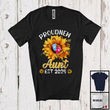 MacnyStore - Proud New Aunt Est 2024, Amazing Mother's Day Pregnancy Sunflowers, Family Group T-Shirt