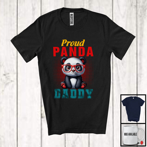MacnyStore - Proud Panda Daddy, Amazing Father's Day Wild Animal Glasses, Vintage Matching Family Group T-Shirt