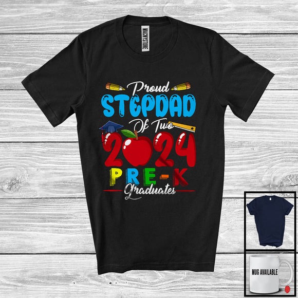 MacnyStore - Proud Stepdad Of Two 2024 Pre-K Graduates, Lovely Father's Day Graduation Proud, Family T-Shirt