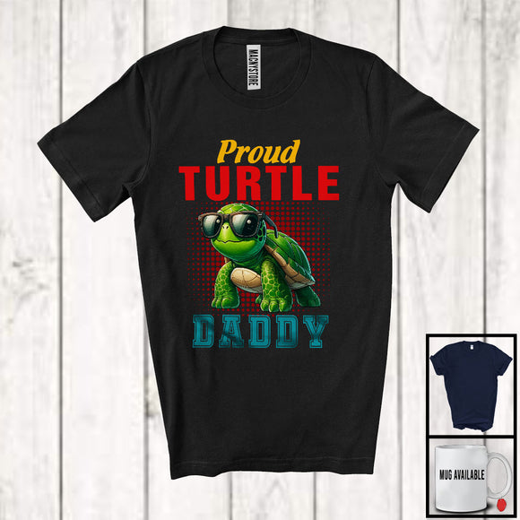 MacnyStore - Proud Turtle Daddy, Amazing Father's Day Wild Animal Glasses, Vintage Matching Family Group T-Shirt