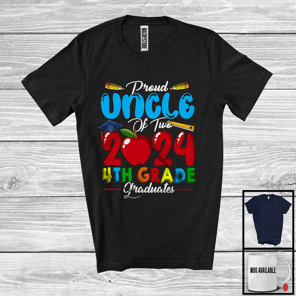 MacnyStore - Proud Uncle Of Two 2024 4th Grade Graduates, Lovely Father's Day Graduation Proud, Family T-Shirt