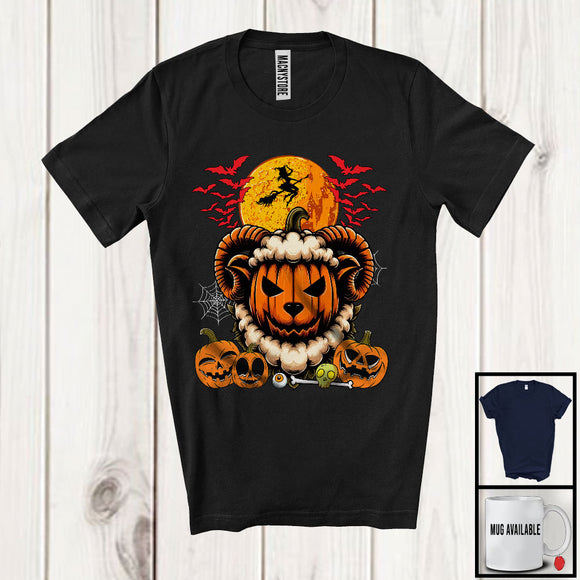 MacnyStore - Pumpkin Sheep Face, Scary Halloween Costume Sheep Lover, Farm Animal Farmer Group T-Shirt