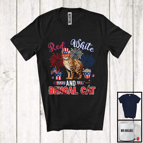 MacnyStore - Red White And Bengal Cat, Lovely 4th Of July American Flag Kitten Lover, Patriotic Group T-Shirt