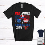 MacnyStore - Red White And Firefighter Crew, Proud 4th Of July American Flag Glasses, Careers Jobs Group T-Shirt
