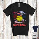MacnyStore - Red White And Softball, Amazing 4th Of July American Flag Sport Player Lover, Patriotic Group T-Shirt