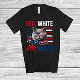 MacnyStore - Red White Meow; Awesome 4th of July Cat Owner America Flag Vintage; Patriotic T-Shirt