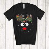MacnyStore - Reindeer Face; Adorable Christmas Reindeer Lover; Boys Girls X-mas Pajamas Family Group T-Shirt