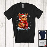 MacnyStore - Reindeer Santa Capybara Sunglasses Christmas Lights; Lovely X-mas Snowing; Capybara Lover T-Shirt