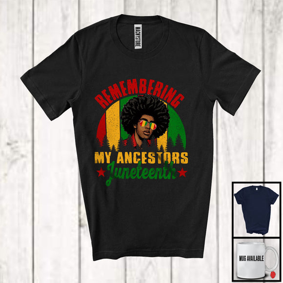 MacnyStore - Remembering My Ancestors, Proud Juneteenth Black Afro Men Boy, Vintage Retro African Family T-Shirt
