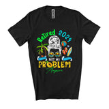 MacnyStore - Retired 2024 Not My Problem Anymore, Joyful Mother's Day Messy Bun Hair, Summer Retirement T-Shirt