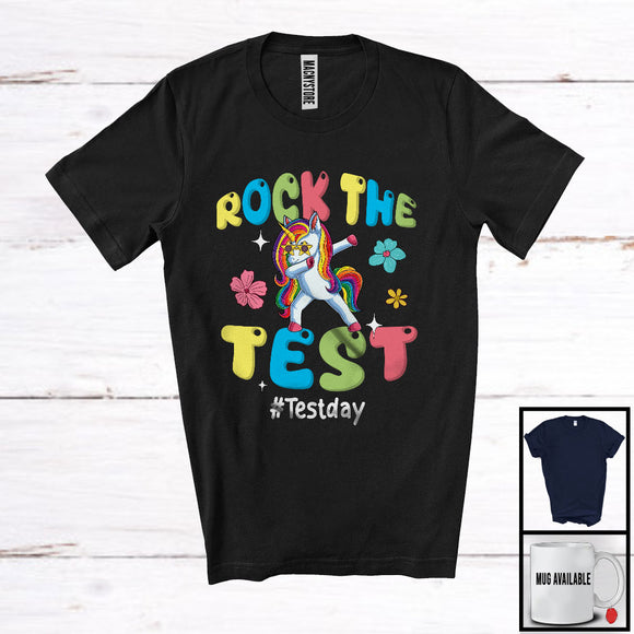 MacnyStore - Rock The Test, Humorous Testing Day Test Day Unicorn, Matching Teacher Student Group T-Shirt