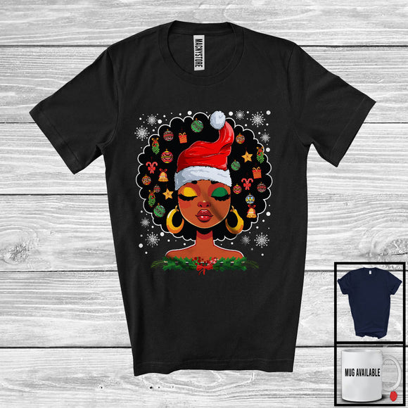 MacnyStore - Santa Afro X-mas Girl, Adorable Christmas Black African American, Melanin Family Group T-Shirt