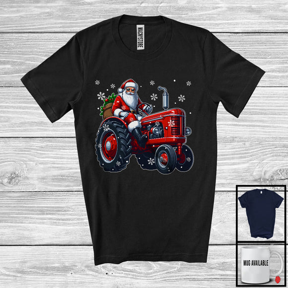 MacnyStore - Santa Driving Tractor, Awesome Christmas Santa Driver Team, Matching Family X-mas Group T-Shirt