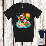 MacnyStore - Santa Elf On Sea Beach, Lovely Christmas In July Sea Bathing, Summer Vacation Family Trip T-Shirt