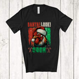 MacnyStore - Santa Look Cock; Wonderful Christmas Santa Rooster Chicken; Vintage Retro Farmer Family T-Shirt