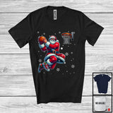 MacnyStore - Santa Playing Basketball, Humorous Christmas Santa Sport Player Team, Family X-mas Group T-Shirt