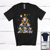 MacnyStore - Santa Reindeer Baseball Christmas Tree, Amazing X-mas Lights Snow, Sport Player Team T-Shirt